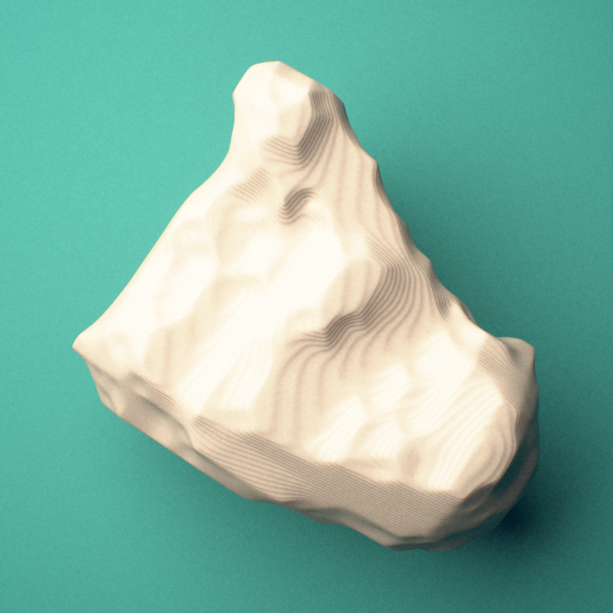 3D-printed Left capitate bone (wrist), oblique view showing the rounded head.