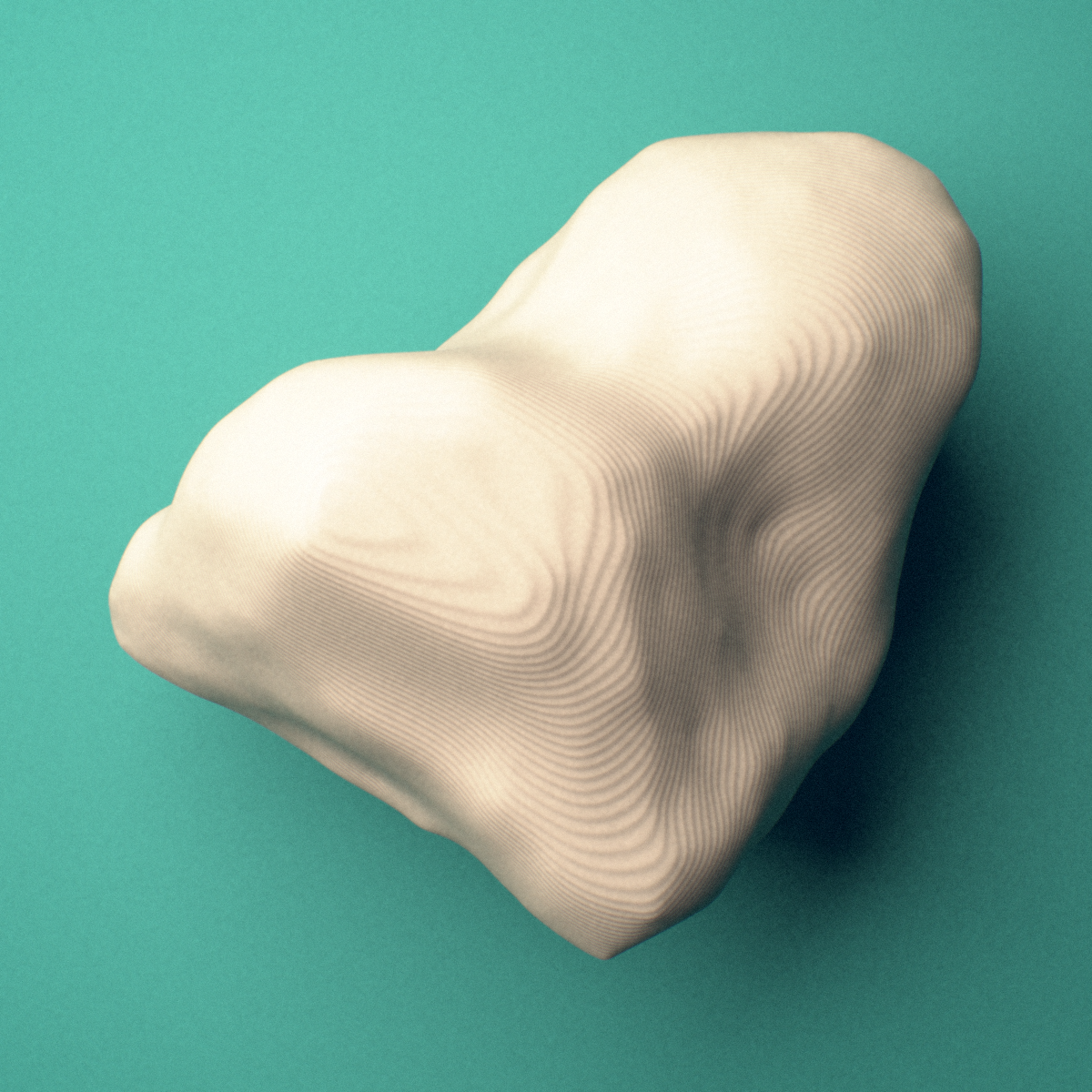 3D-printed Right capitate bone (wrist), oblique view showing the rounded head.