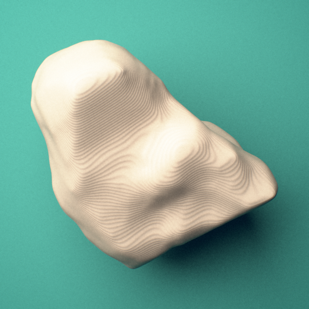 3D-printed Right capitate bone (wrist), oblique view showing the body.