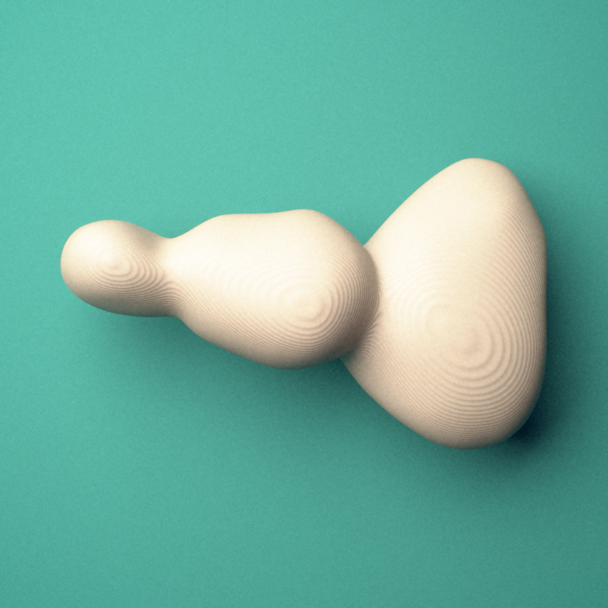 3D-printed Coccyx (tailbone), male pelvis, anterior view showing the fused coccygeal segments.