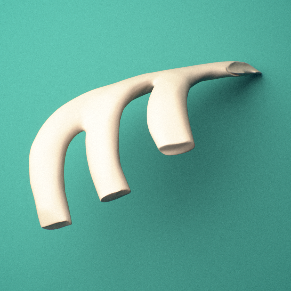 3D-printed Left costal cartilage, oblique view showing the curvature from the rib end to the sternal end.