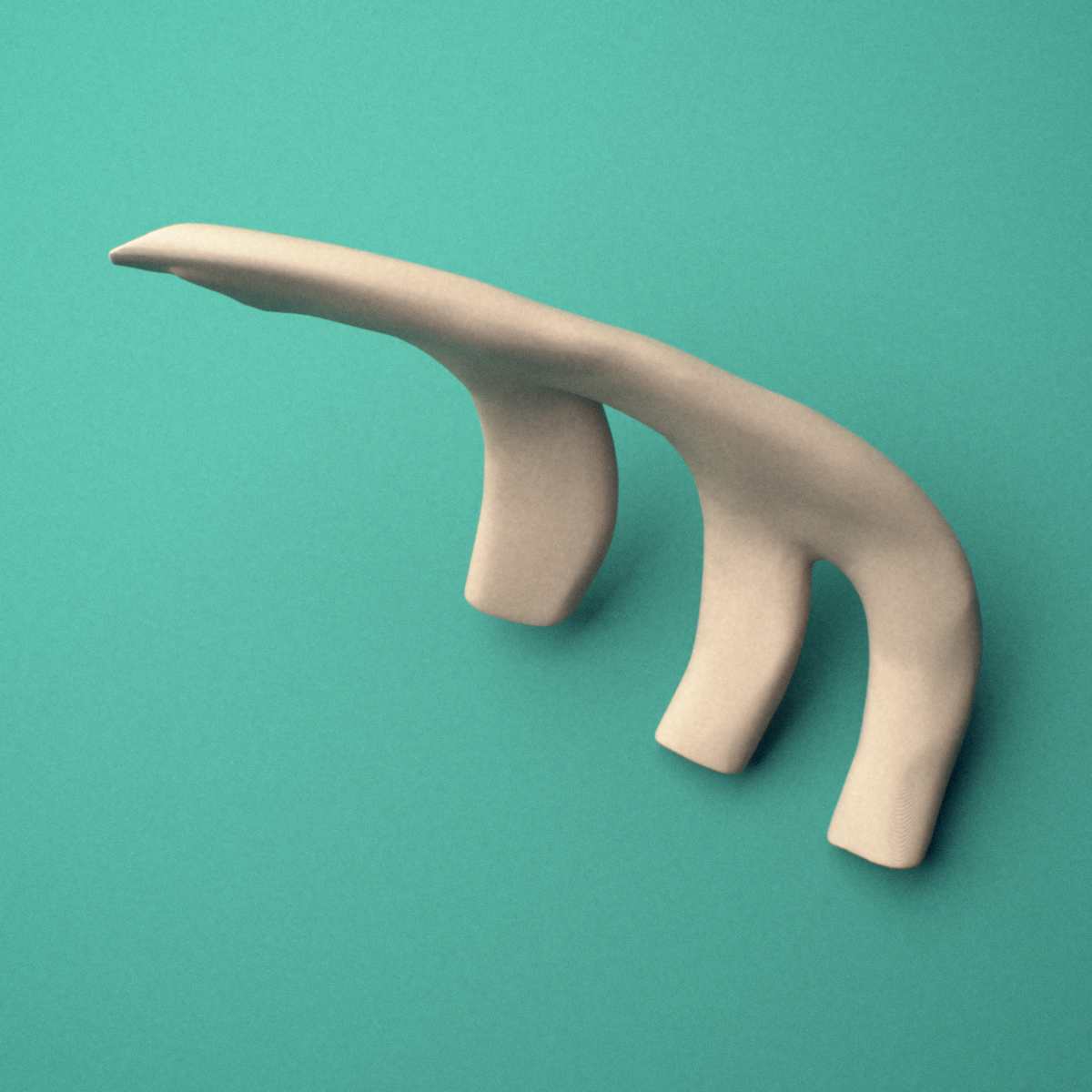 3D-printed Left costal cartilage, anterior view showing the smooth curvature of the shaft.