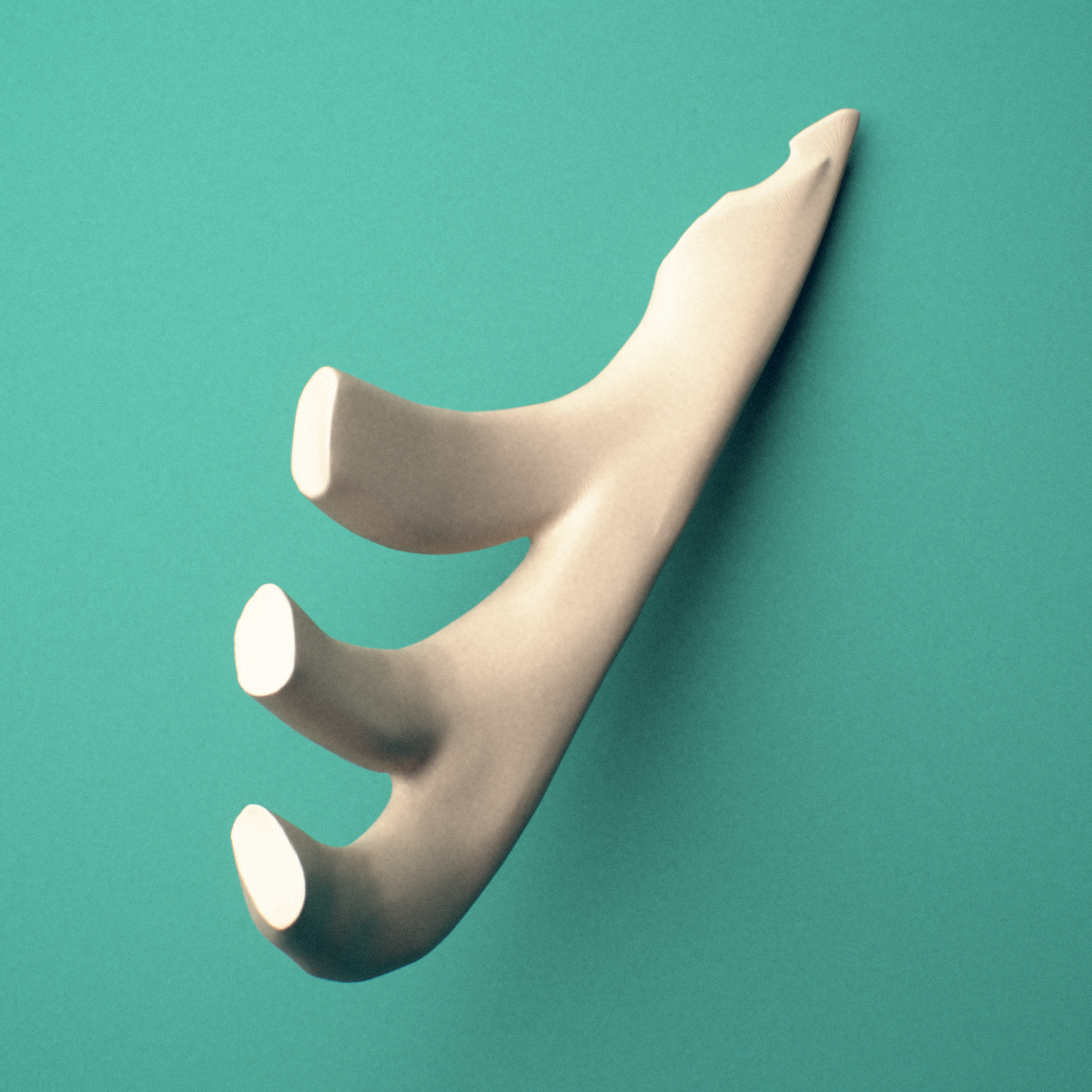 3D-printed Left costal cartilage, lateral oblique view showing the overall curvature.