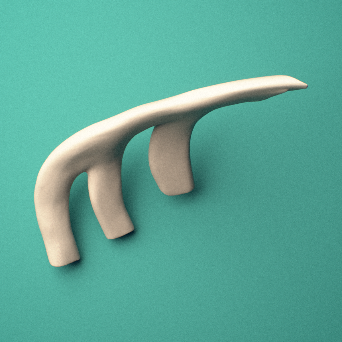 3D-printed Right costal cartilage, oblique view showing the curvature from the rib end to the sternal end.