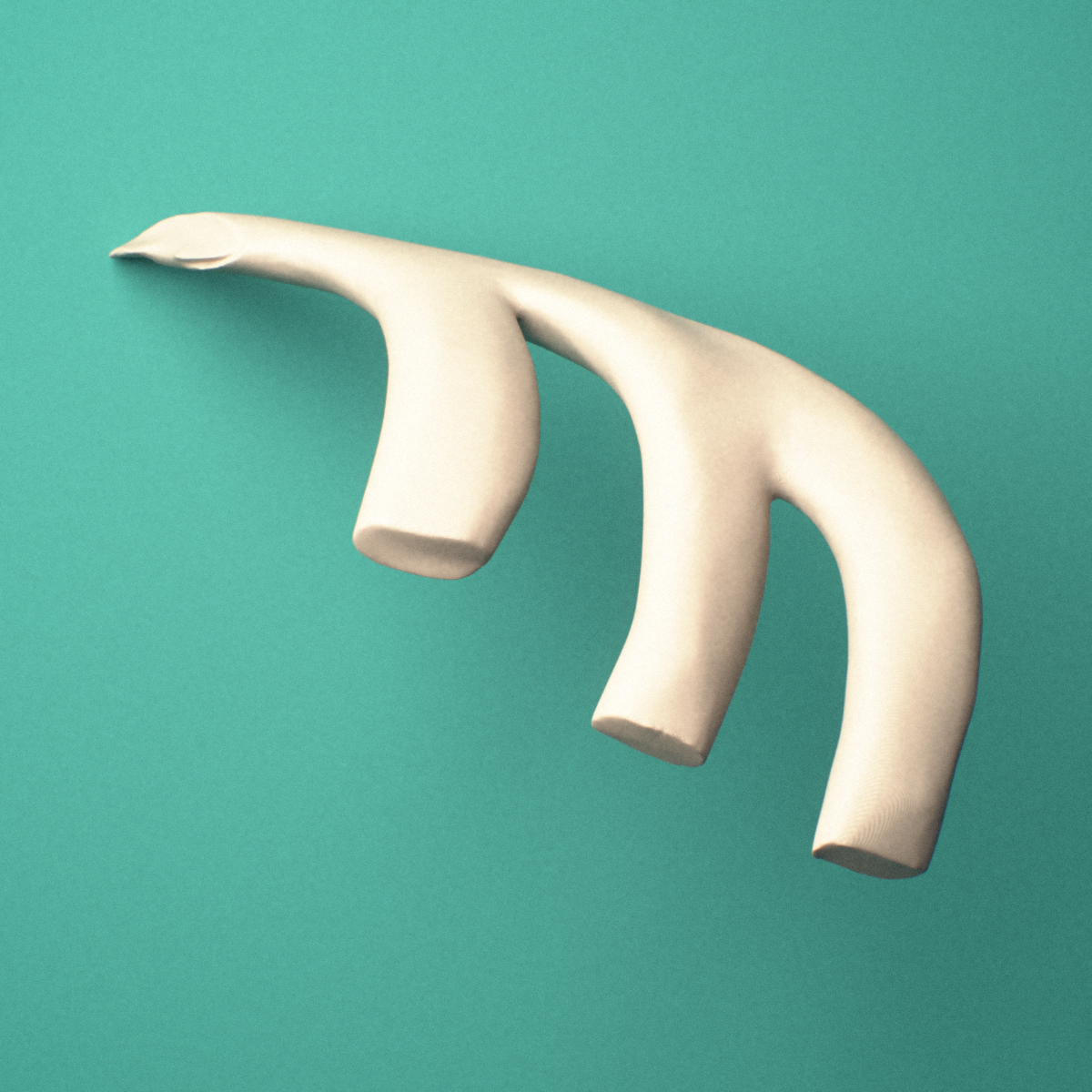 3D-printed Right costal cartilage, anterior view showing the smooth curvature of the shaft.