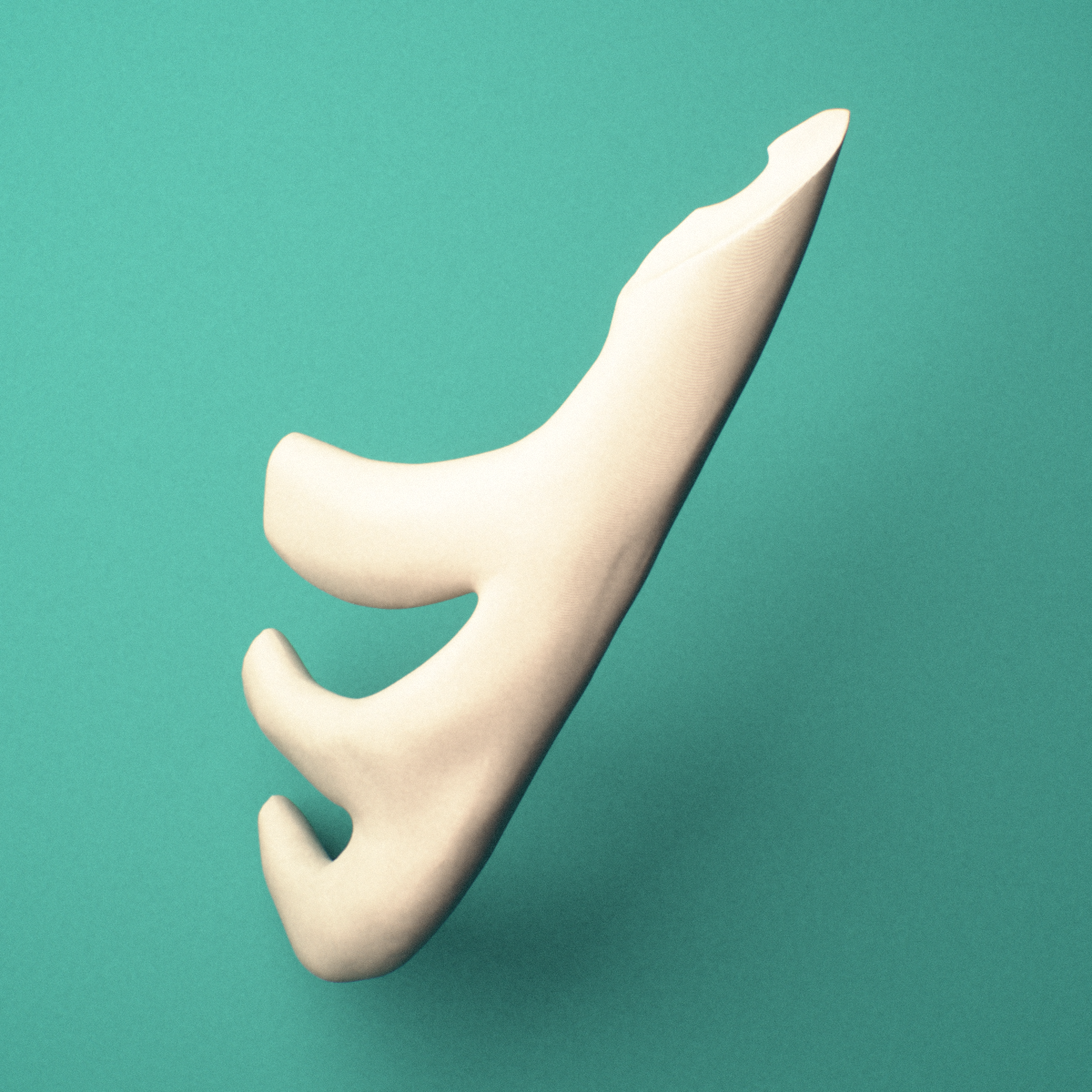 3D-printed Right costal cartilage, posterior view showing the curvature of the shaft.