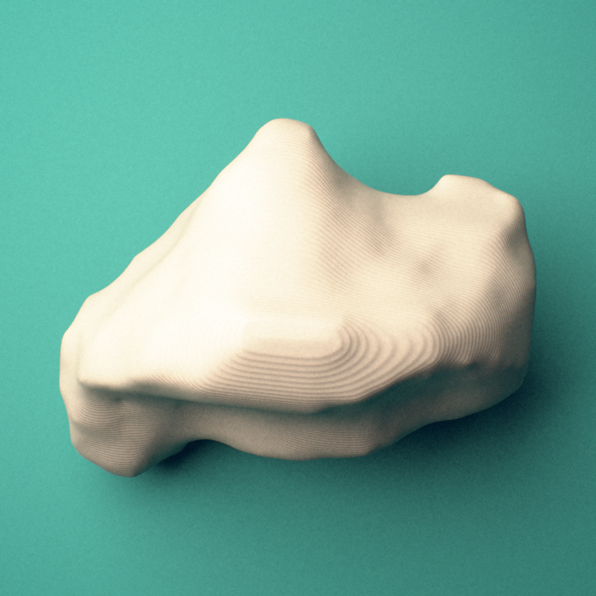 3D-printed Left big toe (hallux) distal phalanx, oblique view showing the base and head (trochlea).