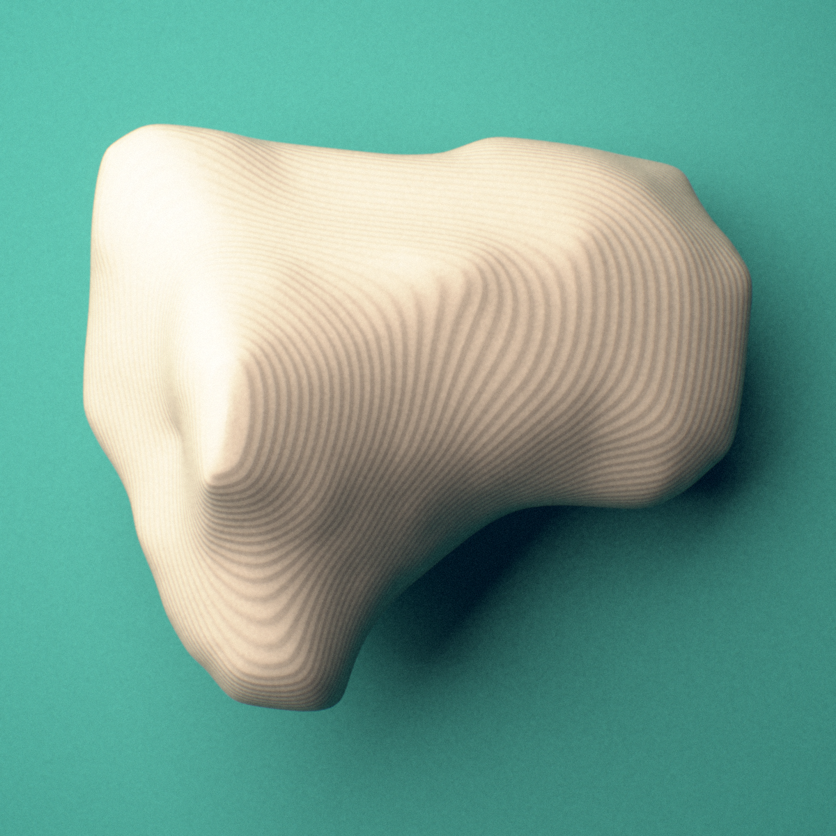 3D-printed Left second toe distal phalanx, oblique view showing the base and head (trochlea).