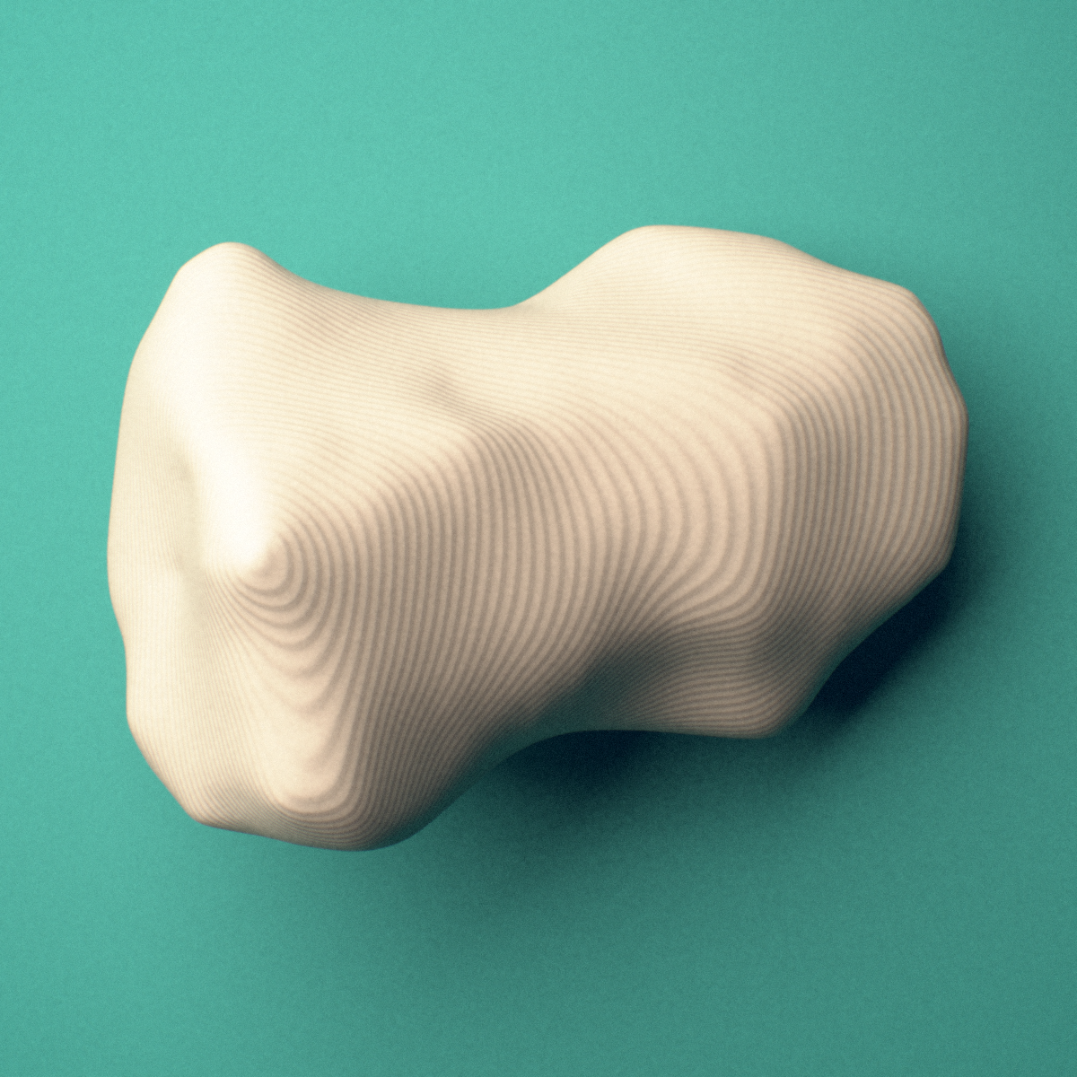 3D-printed Left third toe distal phalanx, oblique view showing the base and head (trochlea).