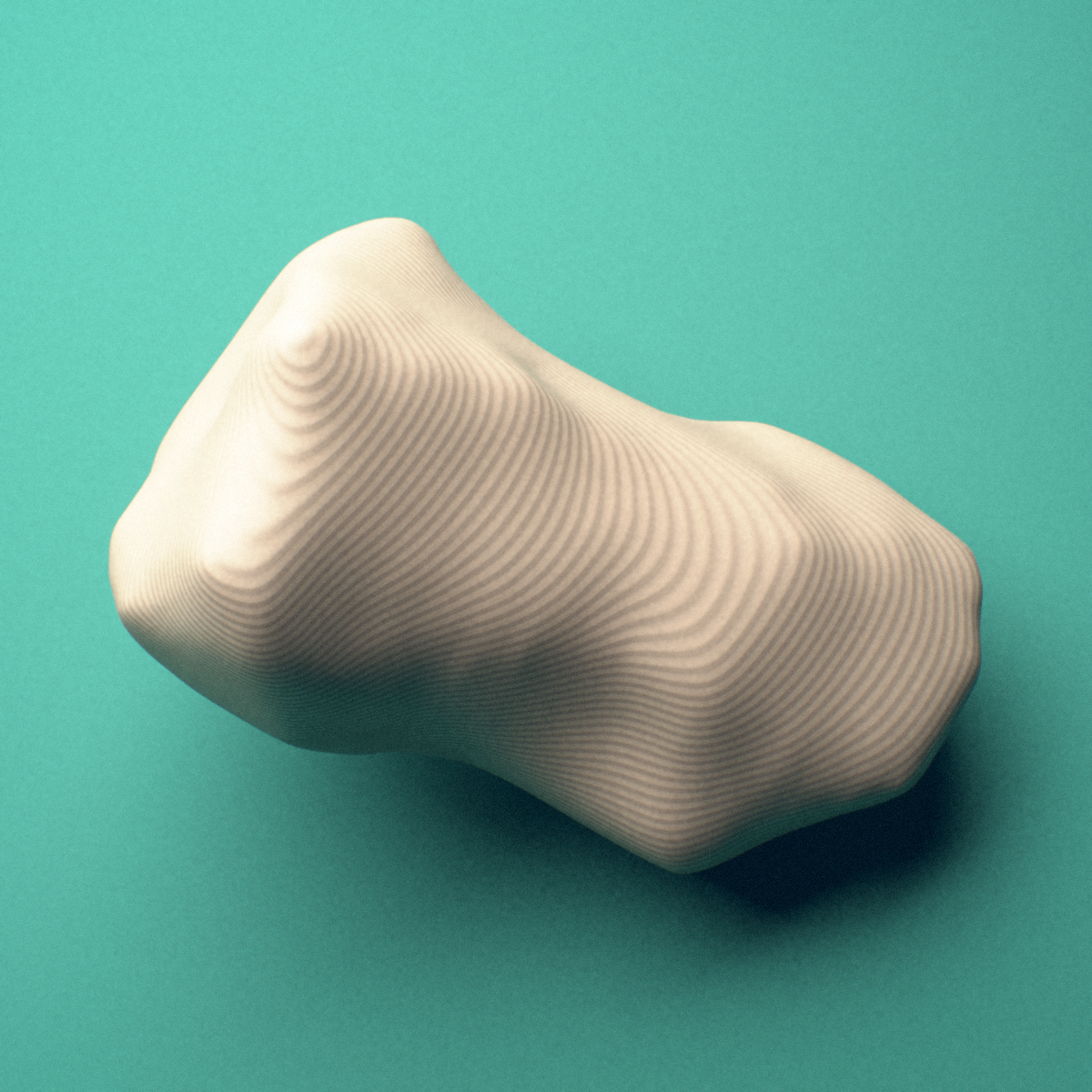 3D-printed Left third toe distal phalanx, close-up view showing the head (trochlea).