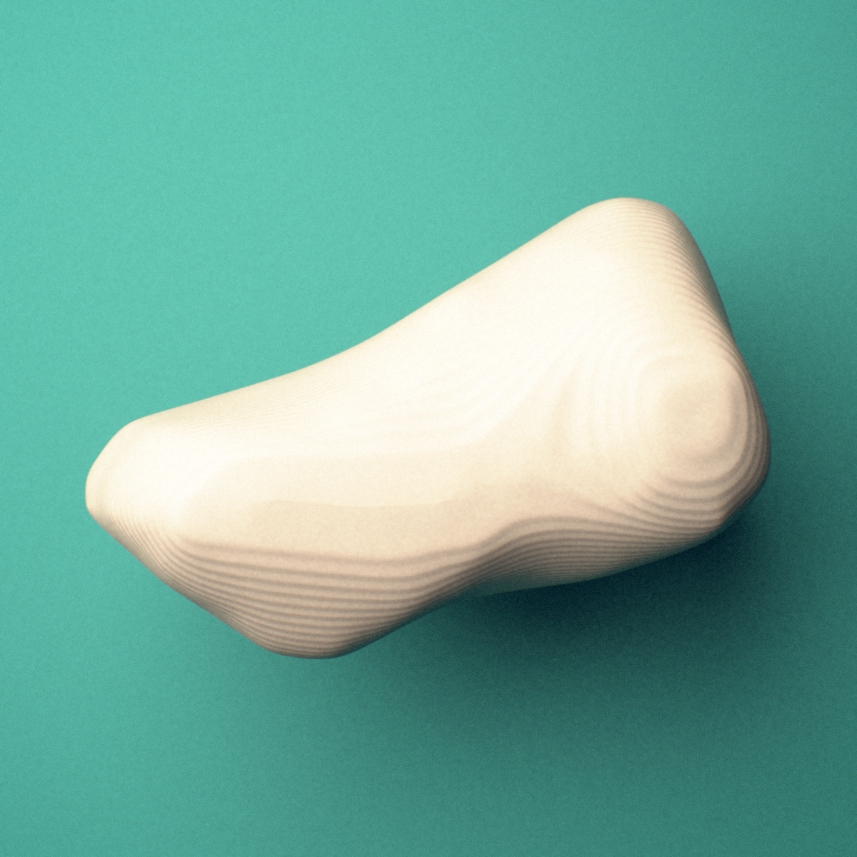 3D-printed Left fourth toe distal phalanx, oblique view showing the base and head (trochlea).