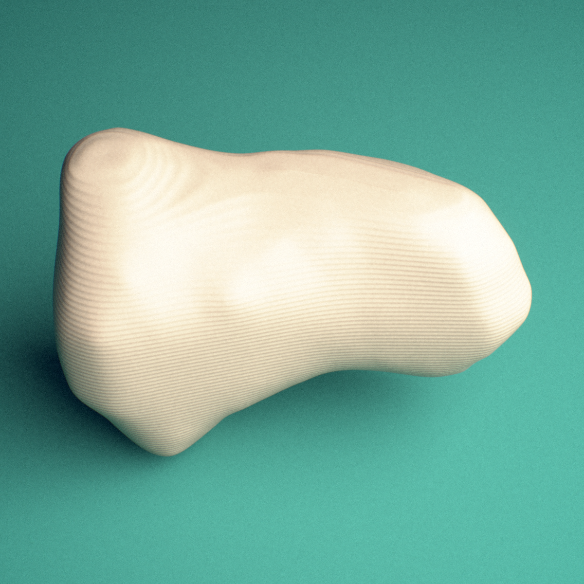 3D-printed Left fourth toe distal phalanx, lateral view showing the shaft.