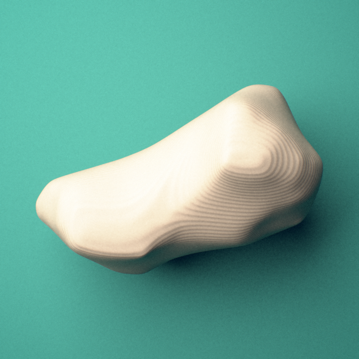 3D-printed Right fourth toe distal phalanx, oblique view showing the base and head (trochlea).