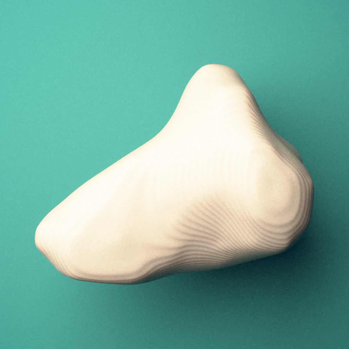 3D-printed Left little toe distal phalanx, oblique view showing the base and head (trochlea).