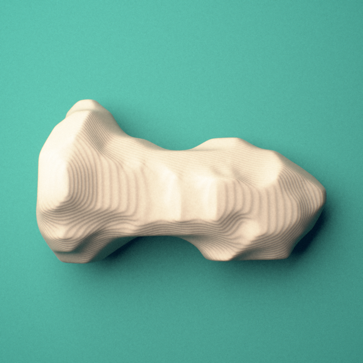 3D-printed Left index finger distal phalanx, oblique view showing the base and head (trochlea).
