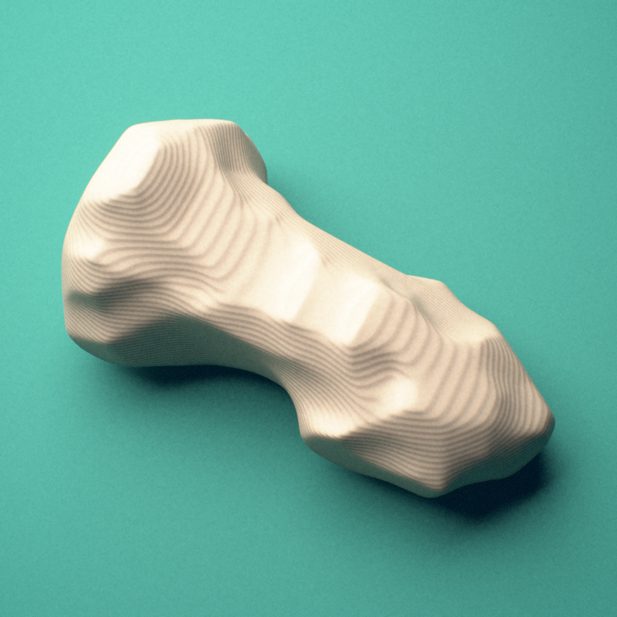 3D-printed Left index finger distal phalanx, close-up view showing the head (trochlea).