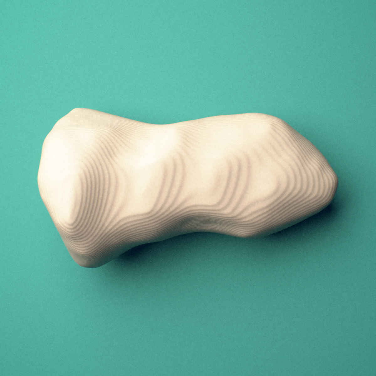 3D-printed Right index finger distal phalanx, oblique view showing the base and head (trochlea).