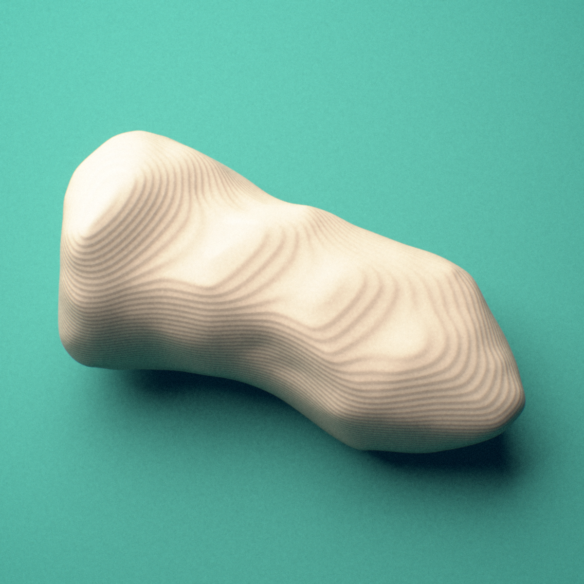 3D-printed Right index finger distal phalanx, close-up view showing the head (trochlea).