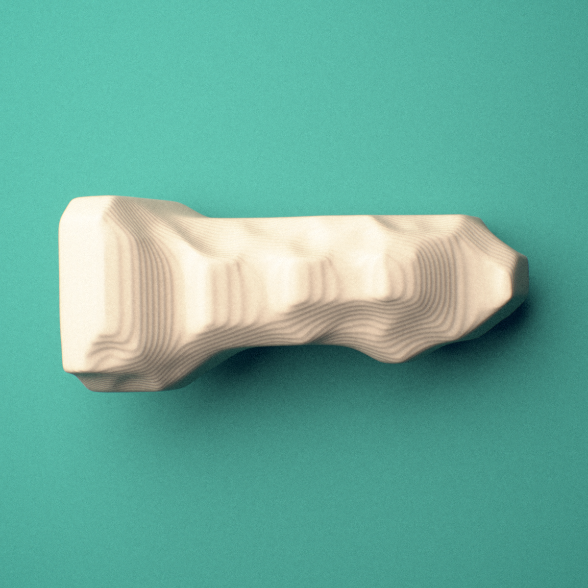 3D-printed Left little finger distal phalanx, oblique view showing the base and head (trochlea).