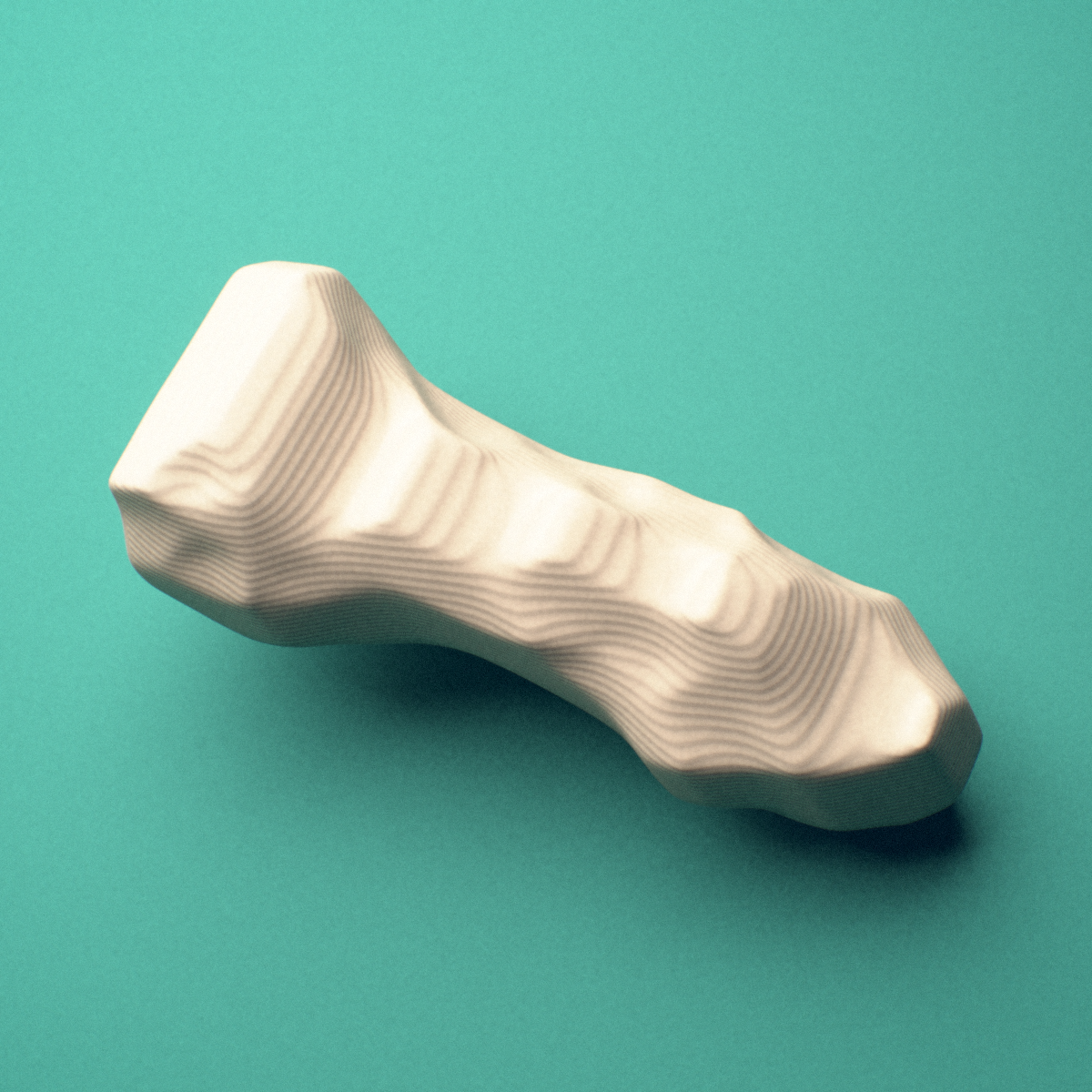 3D-printed Left little finger distal phalanx, close-up view showing the head (trochlea).