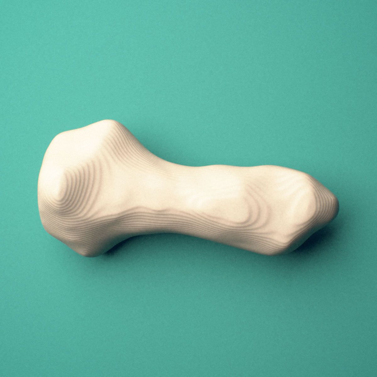 3D-printed Right little finger distal phalanx, oblique view showing the base and head (trochlea).