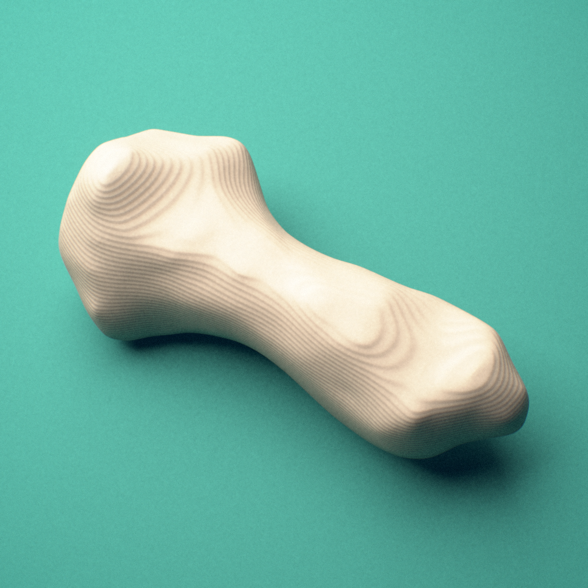 3D-printed Right little finger distal phalanx, close-up view showing the head (trochlea).