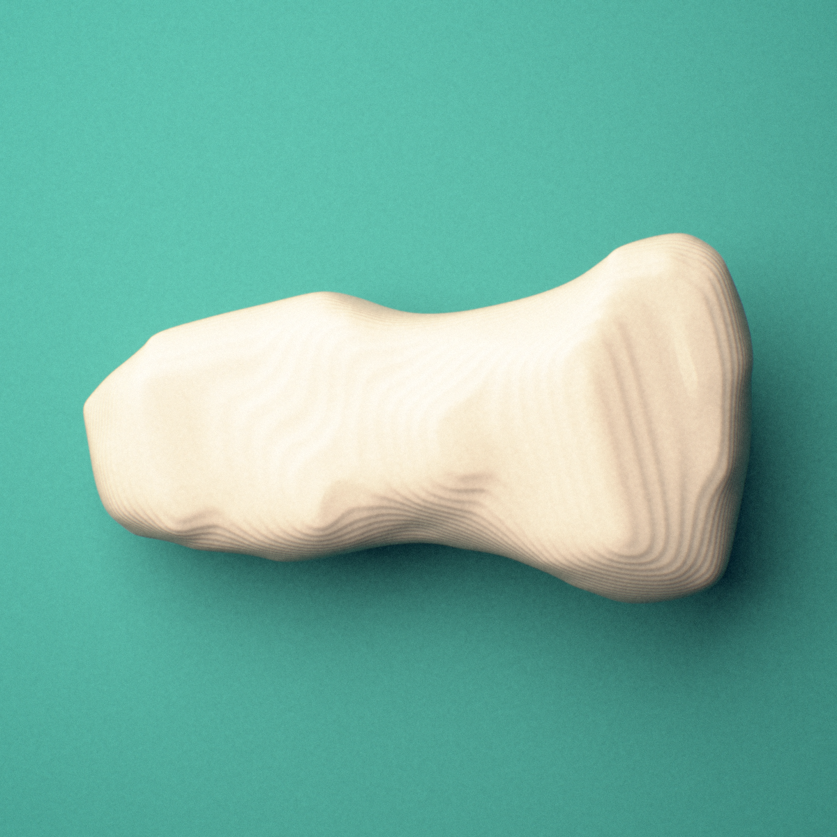 3D-printed Right middle finger distal phalanx, close-up view showing the base.