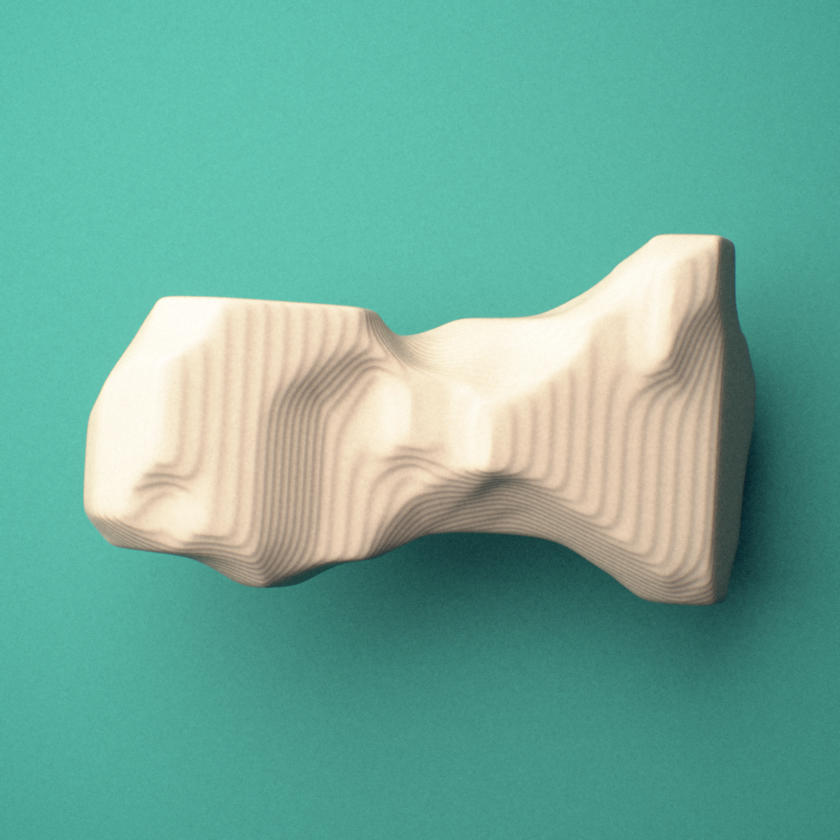 3D-printed Left ring finger distal phalanx, close-up view showing the base.