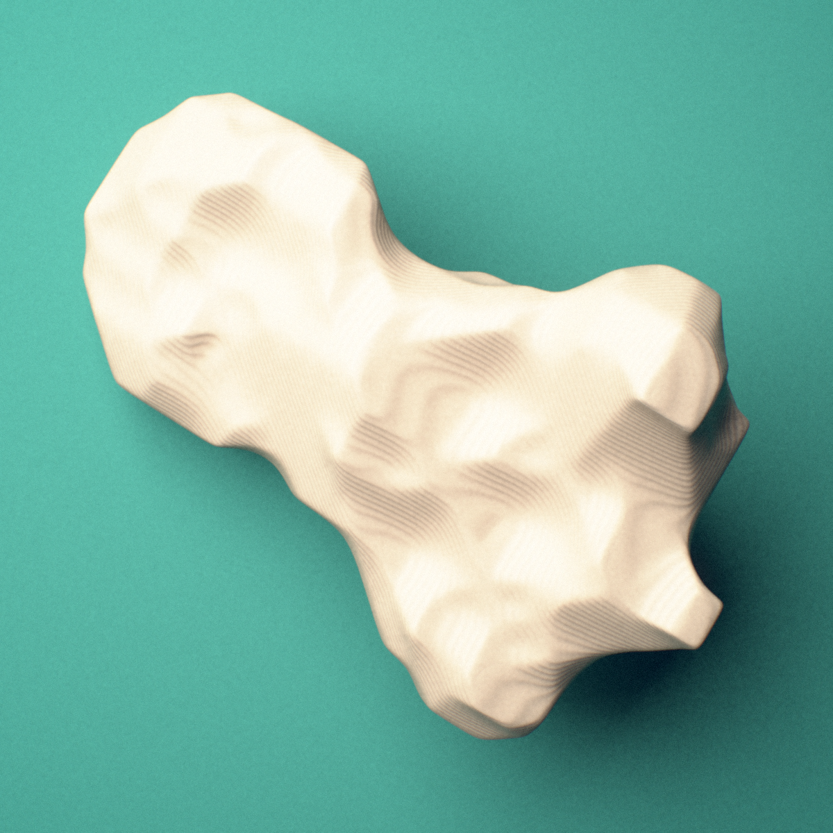 3D-printed Left thumb distal phalanx, oblique view showing the base and head (trochlea).