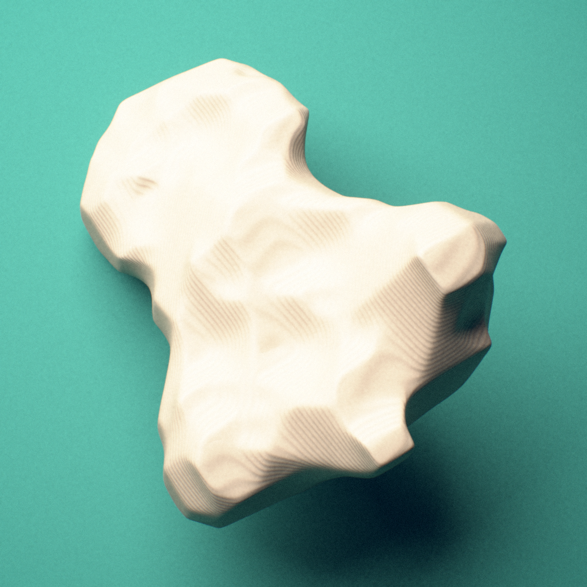 3D-printed Left thumb distal phalanx, close-up view showing the head (trochlea).