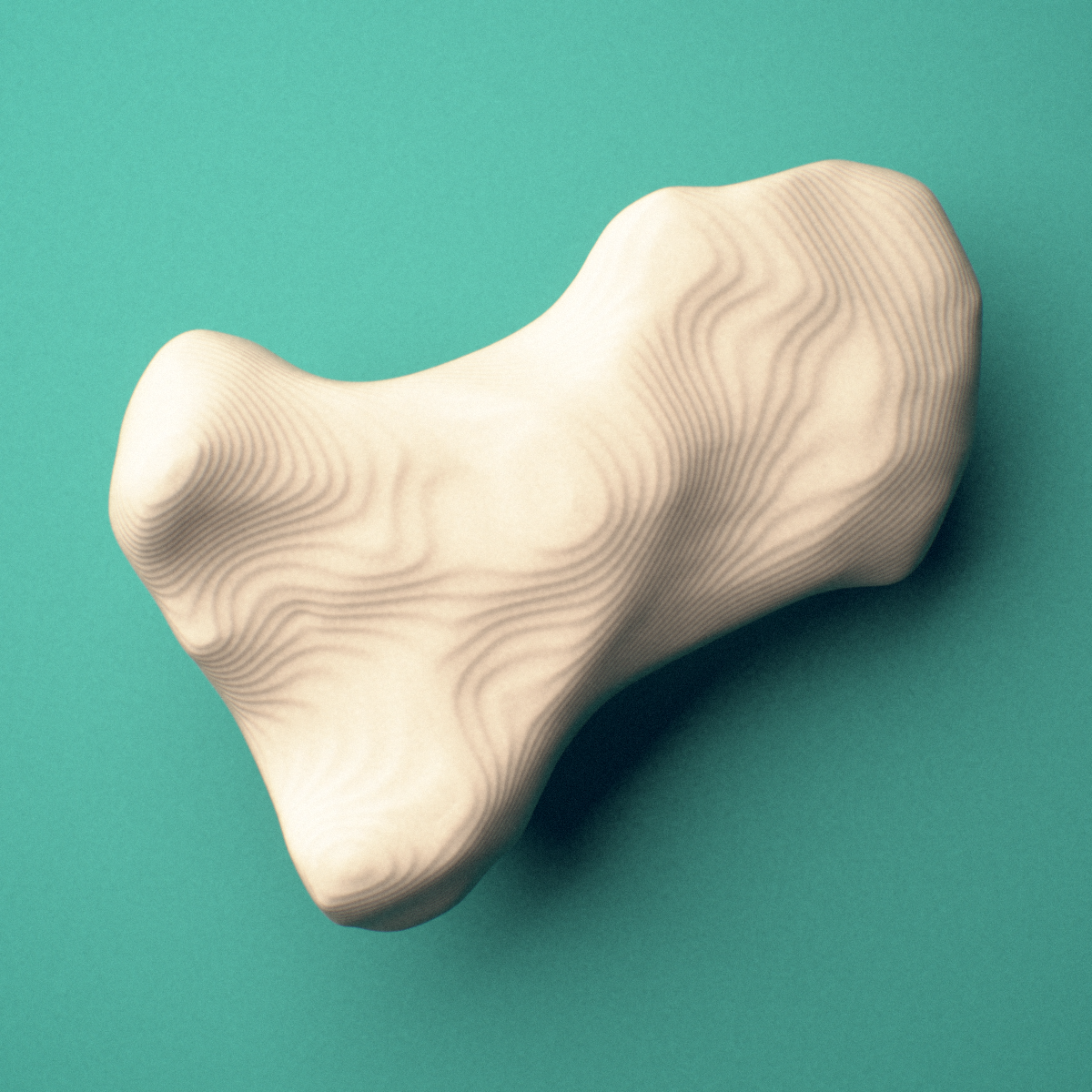 3D-printed Right thumb distal phalanx, close-up view showing the base.