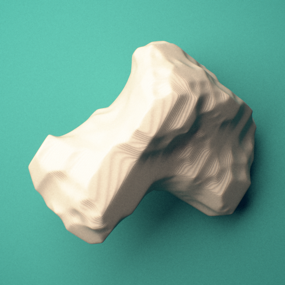 3D-printed Left hamate bone (wrist), oblique view showing the hook (hamulus).