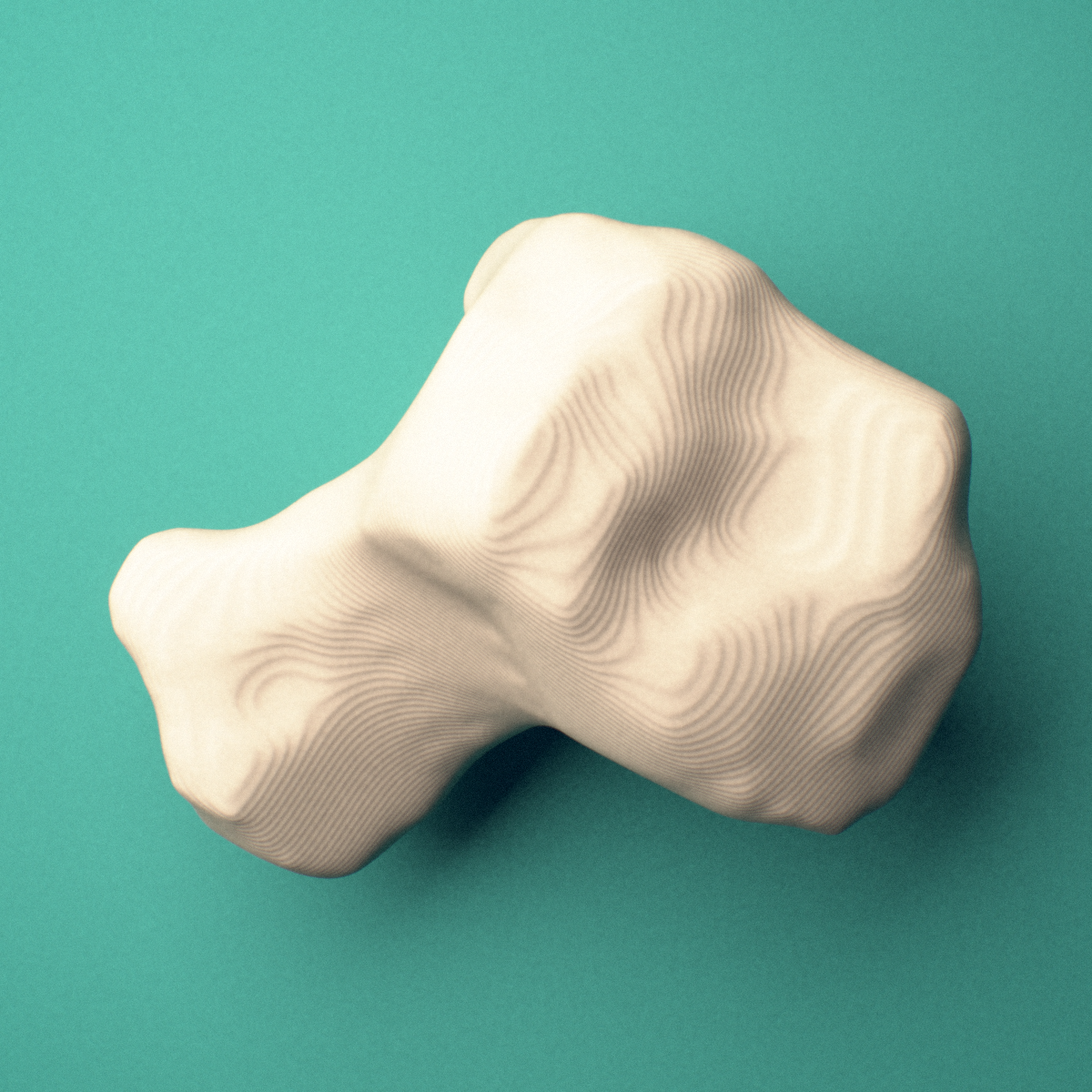 3D-printed Right hamate bone (wrist), oblique view showing the hook (hamulus).