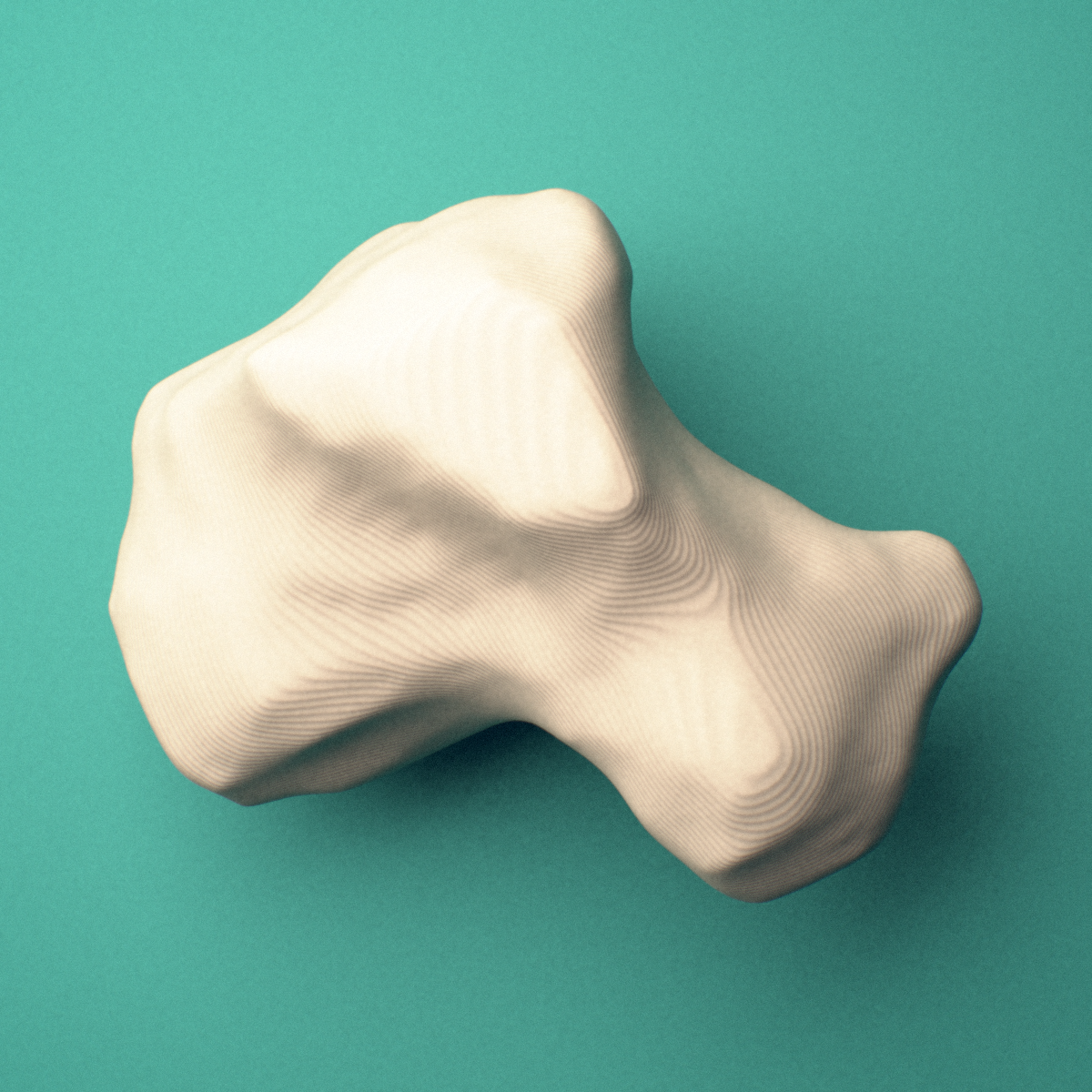 3D-printed Right hamate bone (wrist), oblique view showing the body.