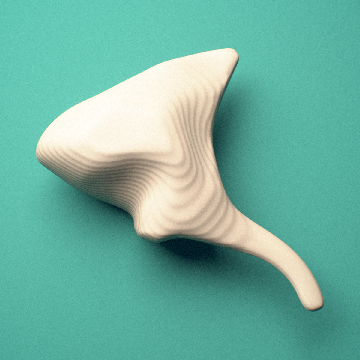 3D-printed Left incus (middle ear ossicle), lateral view showing the long crus.