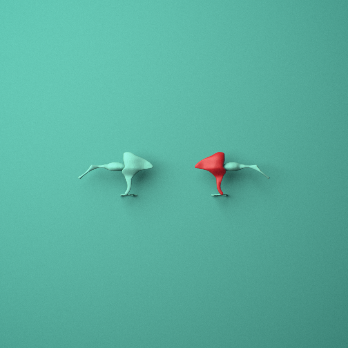 3D model of the Left incus (middle ear ossicle) shown in position with other ear bones, posterior view.