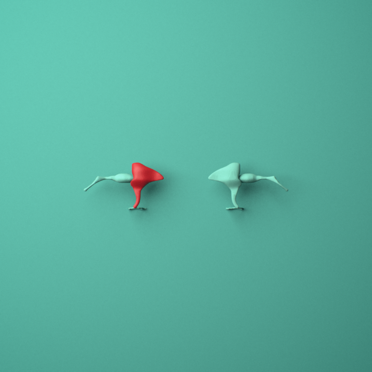 3D model of the Right incus (middle ear ossicle) shown in position with other ear bones, posterior view.