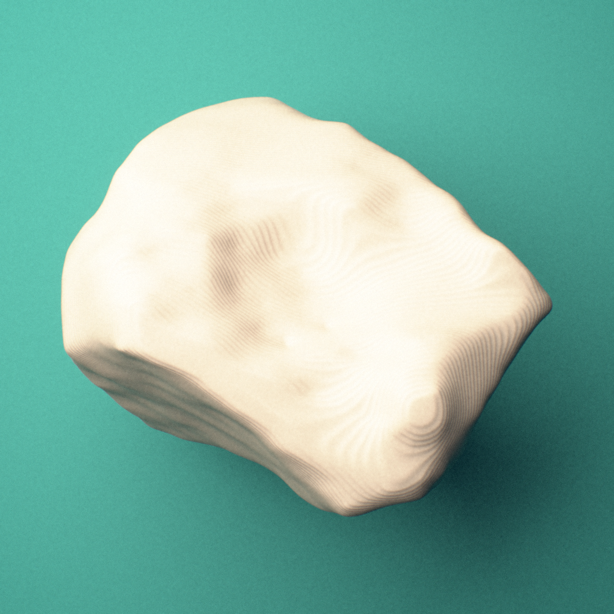 3D-printed Left intermediate cuneiform (foot), oblique view showing the proximal (navicular) articular surface.