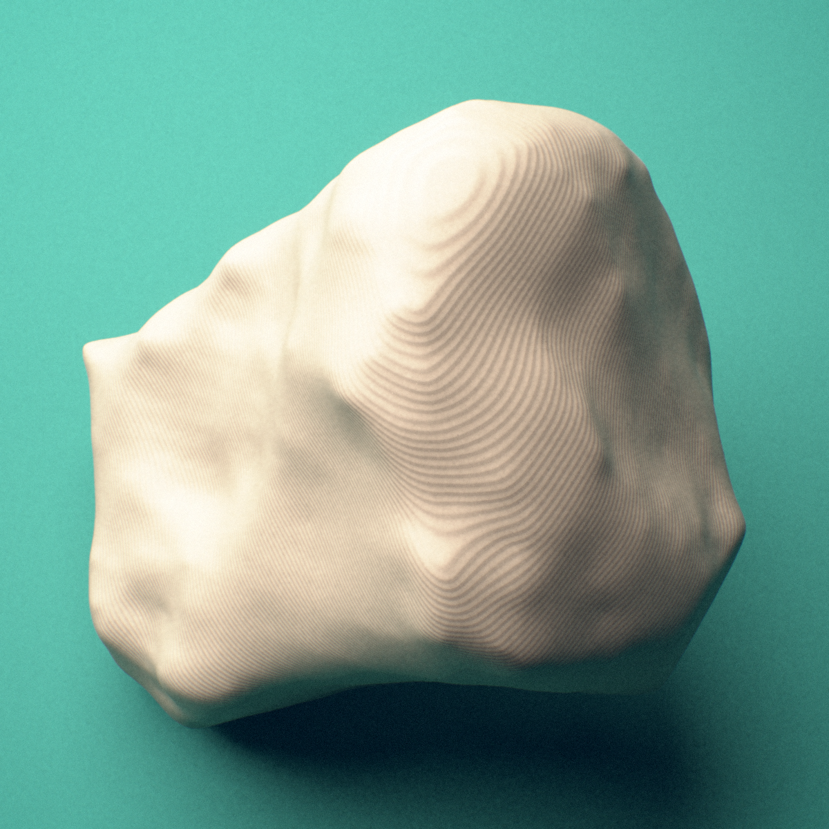 3D-printed Left intermediate cuneiform (foot), lateral view showing the distal (metatarsal) articular surface.