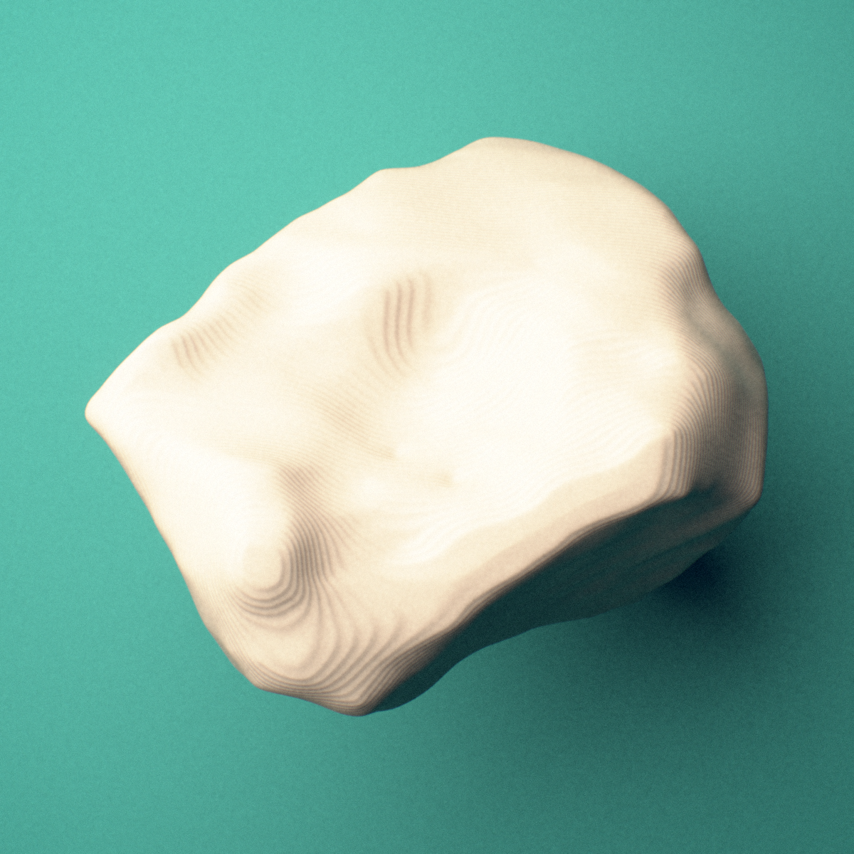 3D-printed Right intermediate cuneiform (foot), oblique view showing the wedge-shaped body.