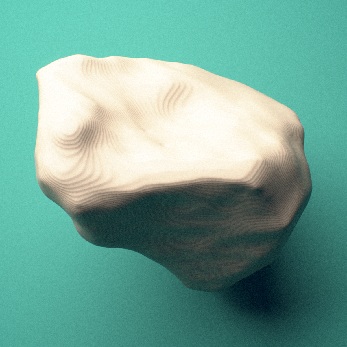 3D-printed Right intermediate cuneiform (foot), lateral view showing the distal (metatarsal) articular surface.