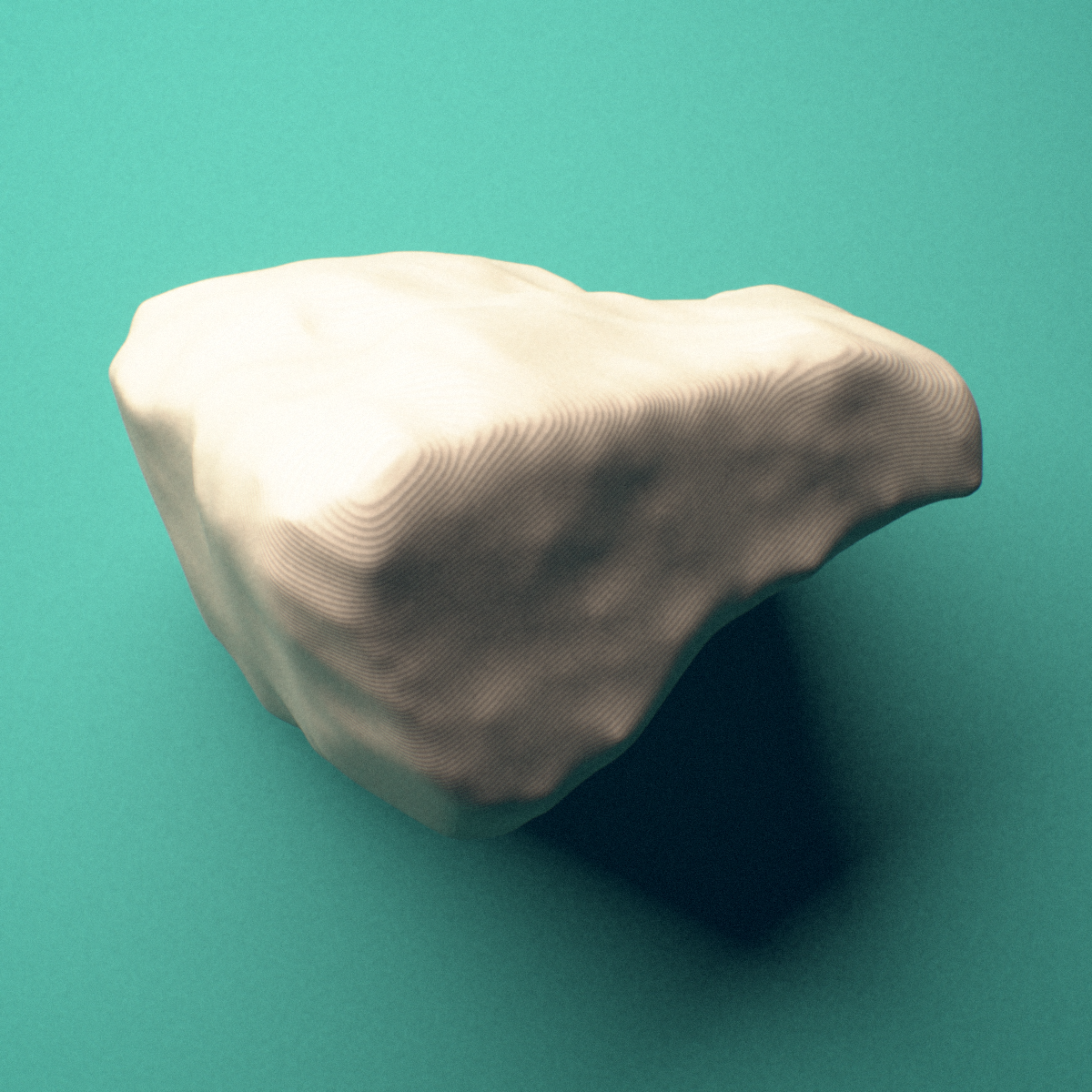 3D-printed Right lateral cuneiform (foot), lateral view showing the distal (metatarsal) articular surface.