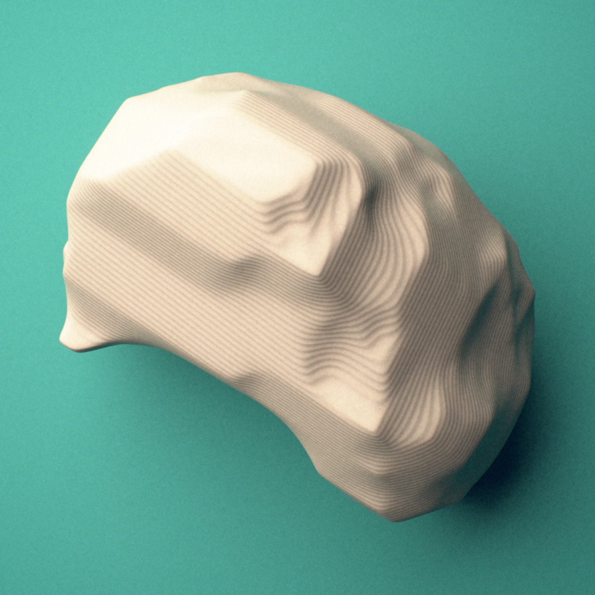 3D-printed Left lunate bone (wrist), oblique view showing the proximal convex (radial) surface.