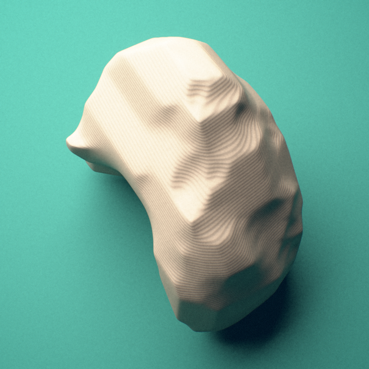 3D-printed Left lunate bone (wrist), lateral view showing the crescent profile.