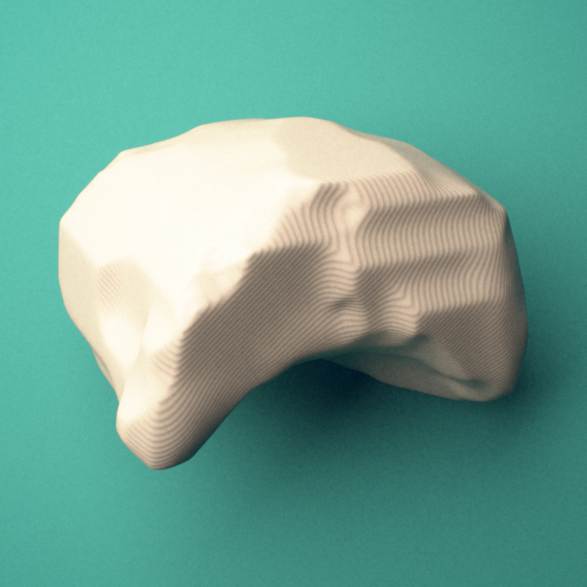 3D-printed Right lunate bone (wrist), oblique view showing the proximal convex (radial) surface.