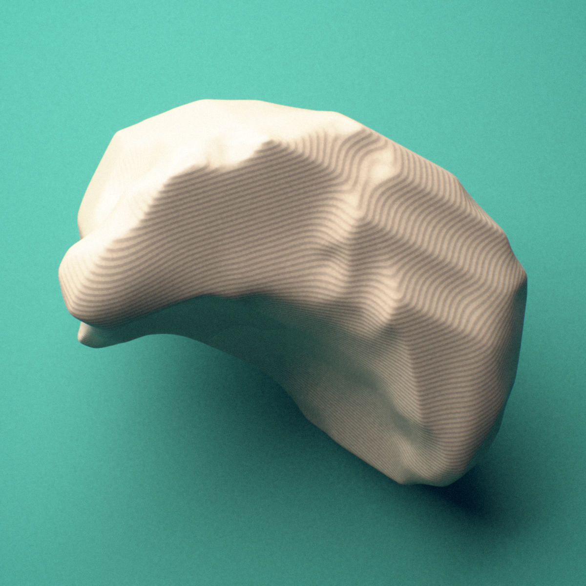 3D-printed Right lunate bone (wrist), lateral view showing the crescent profile.