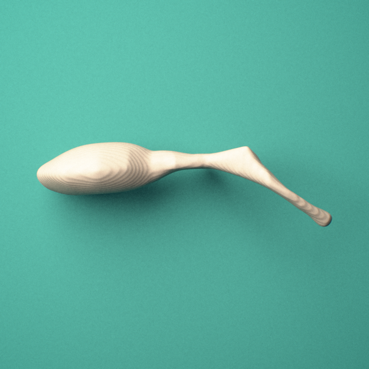 3D-printed Left malleus (middle ear ossicle), oblique view showing the neck and lateral process.