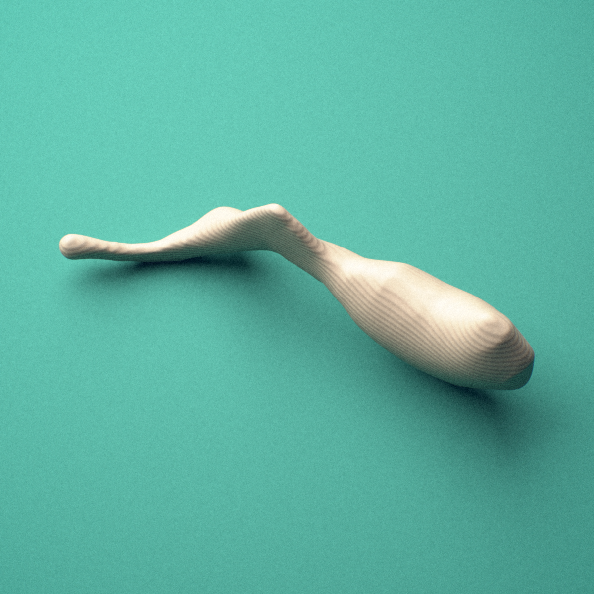 3D-printed Left malleus (middle ear ossicle), lateral view showing the manubrium (handle).