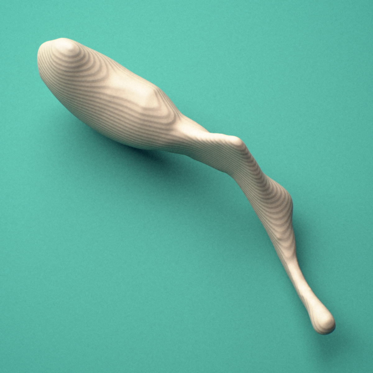 3D-printed Right malleus (middle ear ossicle), lateral view showing the manubrium (handle).