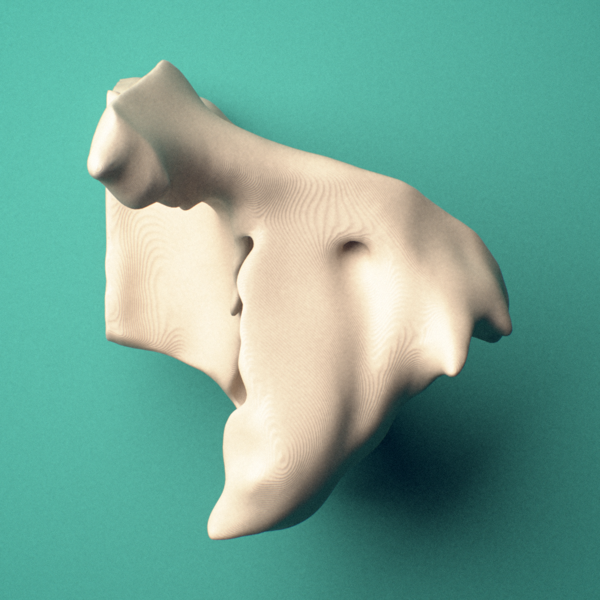 3D-printed Right maxilla, oblique view showing the overall shape.